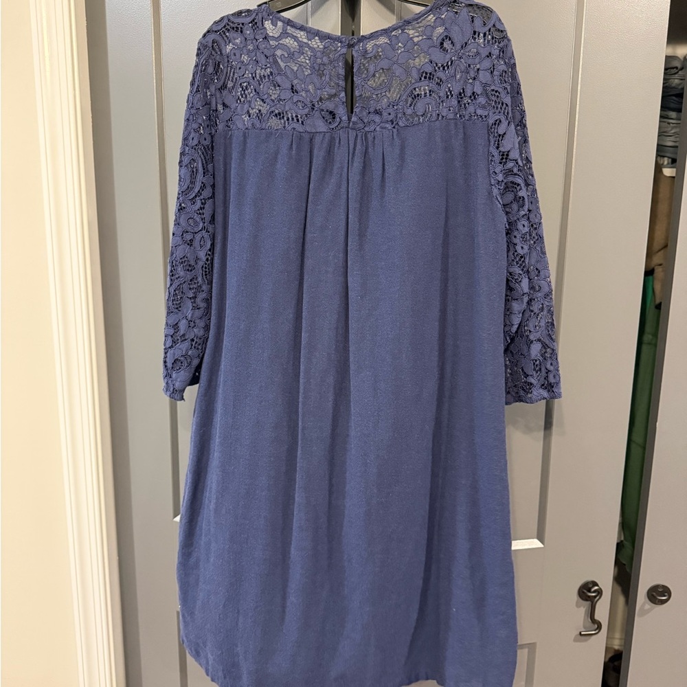 Old Navy Women's Long Sleeve Blue Lace Dress - Picture 3 of 3